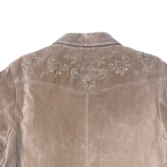 NWOT Lake Matley Suede Button Up Jacket Women Size 2XL Light Brown / Floral - Picture 8 of 13